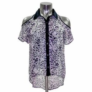 SUGARMINT Cold Shoulder Button Down Blouse Large